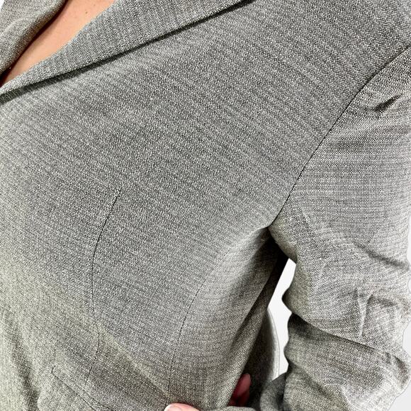 Y2K Vintage Jones New York Stretch Wool & Silk Blend Gray Barleycorn Blazer - Picture 6 of 7